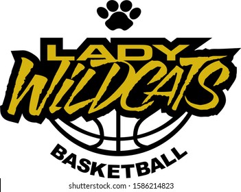 lady wildcats basketball team design with paw print for school, college or league