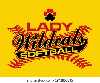 lady wildcats softball team design with stitches for school, college or league