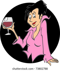 lady with wine