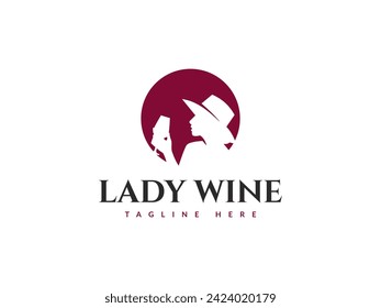lady wine logo vector illustration. silhouette of woman party logo template