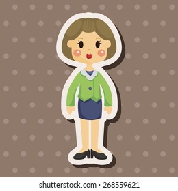 lady woman cartoon theme elements