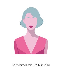 A lady or woman portrait, beautiful. Lady's beauty things for girls, illustration a white background. Pinkcore.