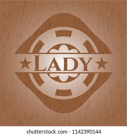 Lady wooden emblem. Retro