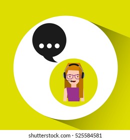 lady work call center bubble speech vector illustration eps 10