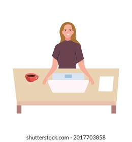 lady working at the computer