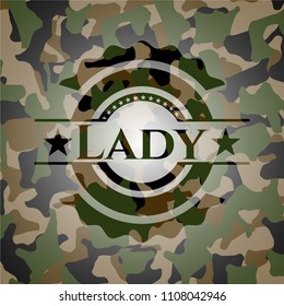 Lady written on a camouflage texture
