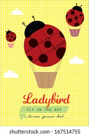 ladybird balloon poster template vector/illustration / background/ greeting card