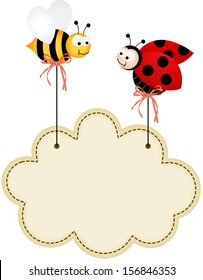 Ladybird and Bee with Cloud Label