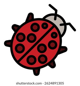 Ícone da biologia do passarinho. Contorno Ladybird ícone do vetor de biologia para web design isolado no fundo branco de cor plana