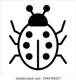 ladybird, icono de línea plana de fallos 