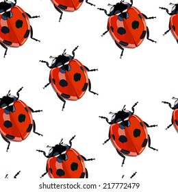 Ladybird bug flat style pattern. Nature insect seamless texture background.