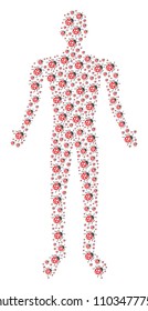 Ladybird bug human avatar. Vector ladybird bug icons are arranged into male composition.