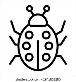 ladybird, bug thin line icon  