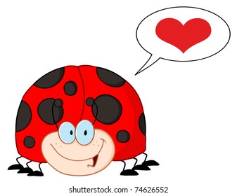 LadyBird Cartoon Character With Speech Bubble