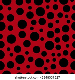 Ladybird colors background - red and black - seamless pattern. Vector illustration.