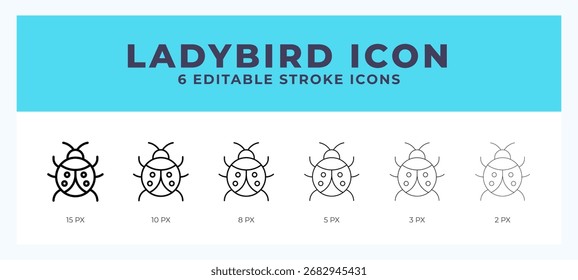 Ladybird editable line icon. Vector illustration with different stroke.