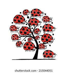 Ladybird family, art tree for your design