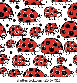 Ladybird family, seamless pattern for your design