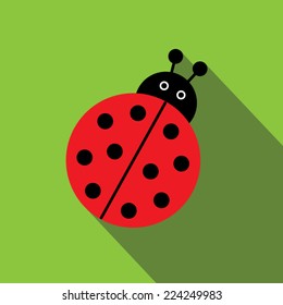 Ladybird flat icon with long shadow. Vector illustration eps10.