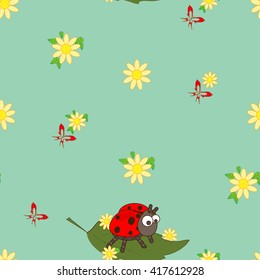 ladybird  geometric seamless pattern. Fashion graphic. Background design. Modern stylish abstract texture. Template for prints, textile, wrapping and decoration, wallpaper. Vector illustration.
