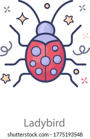 Icono de pájaro en estilo plano, insecto volador  