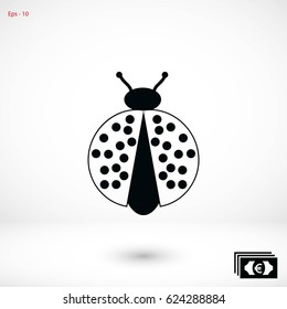 ladybird icon vector, flat design best vector icon