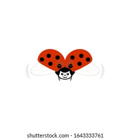 Ladybird isolated. Illustration ladybug. Cute colorful sign red insect symbol spring, summer, garden. 