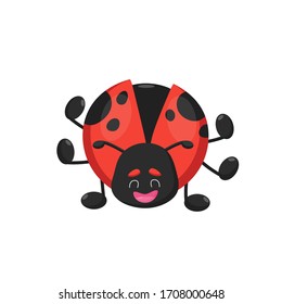 Ladybird Ladybug Cartoon Character In Flat Style For Party Decoration, Animal Wildlife, Insect Bug Story, Nursery Design, Biology Vector Illustration, Logo, Icon, Holiday Poster, Book Picture Isolated