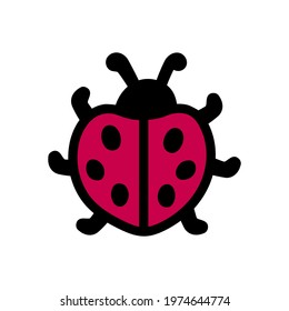 Ladybird, ladybug is on white background. Flat style design. Vector illustration.