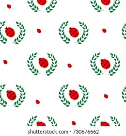 Ladybird and leaf seamless pattern. Fashion graphic background design. Modern stylish abstract texture. Colorful template for prints, textiles, wrapping, wallpaper, website. Vector illustration
