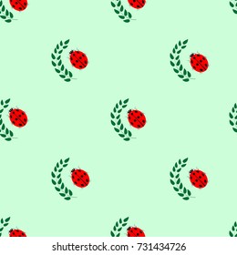 Ladybird and leaf seamless pattern. Fashion graphic background design. Modern stylish abstract texture. Colorful template for prints, textiles, wrapping, wallpaper, website. Vector illustration