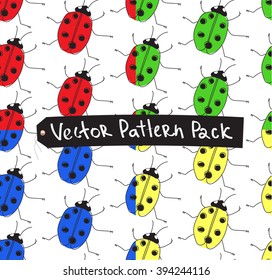 ladybird pattern pack of four. seamless vector texture, background
