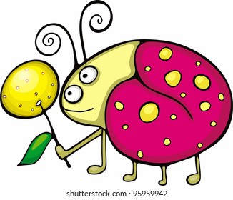 Ladybird presents a dandelion