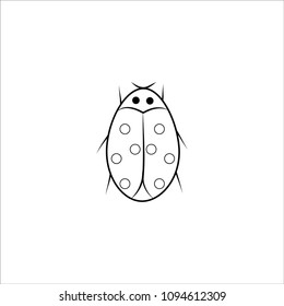 Ladybird silhouette. Illustration ladybug on white background. Cute colorful sign insect symbol spring, summer, garden. Template for t shirt, apparel, card, poster. Design element. Vector illustration