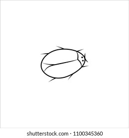 Ladybird silhouette. Illustration ladybug on white background. Cute colorful sign insect symbol spring, summer, garden. Template for t shirt, apparel, card, poster. Design element. Vector illustration