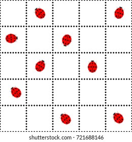 Ladybird in square seamless pattern. Fashion graphic background design. Modern stylish abstract texture. Colorful template for prints, textiles, wrapping, wallpaper, website. Vector illustration