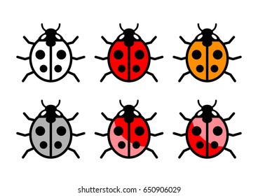 Ladybird vector icons on white background 