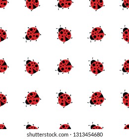 Ladybird wallpaper design, seamless pattern, bright background, wrapping, textile design for kids and adults