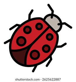 Ladybird wildlife icon. Outline Ladybird wildlife vector icon for web design isolated on white background color flat