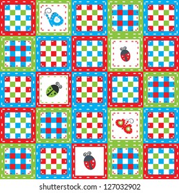 Ladybirds and butterflies seamless pattern
