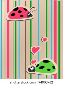 ladybirds in love vector illustration whit bright background