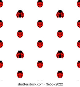 Ladybirds seamless pattern. Vector illustration.