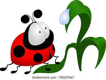 Funny Cartoon Ladybug Isolated On White Stock Vector (Royalty Free ...