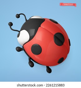 Ladybug 3d vector cartoon icon