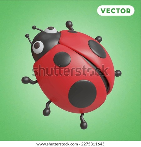 ladybug 3D vector icon set, on a green background