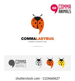 Ladybug animal concept icon set and modern brand identity logo template and app symbol based on comma sign