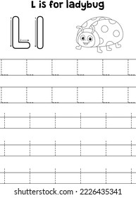 Ladybug Animal Tracing Letter ABC Coloring Page L