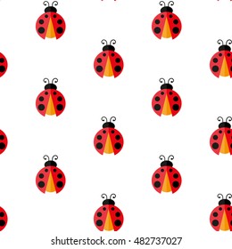 Ladybug. Baby toy. Seamless vector illustration on a white background. Flat design style. Swatch inside
