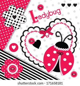 ladybug background invitation card vector illustration