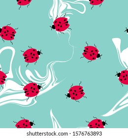 Ladybug Background. Seamless Pattern Ladybug